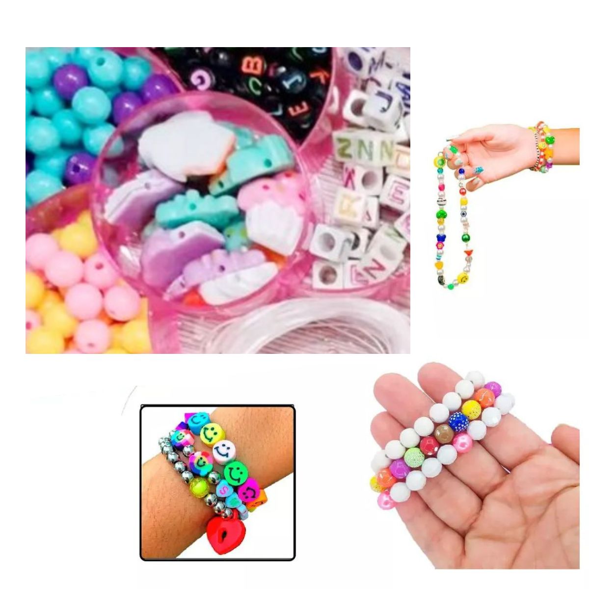 Kit 4 Miçangas Pocket Infantil Para Acessórios - Dm Toys Kit 4 Miçangas Pocket Infantil Para Acessórios - Dm Toys